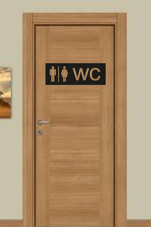 Wc Yönlendirme Yazıs Ahşap Kapı Süsü Dekoratif - 1