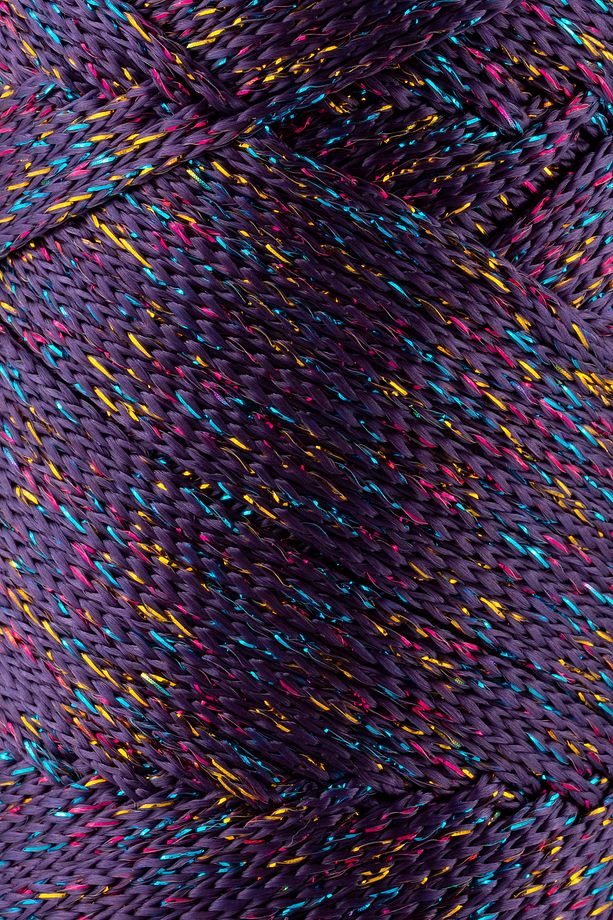 Multi Sparkle Simli Çok Renkli 200 gr Polyester Makrome Ip Mor 2 Mm - 230 M - 3