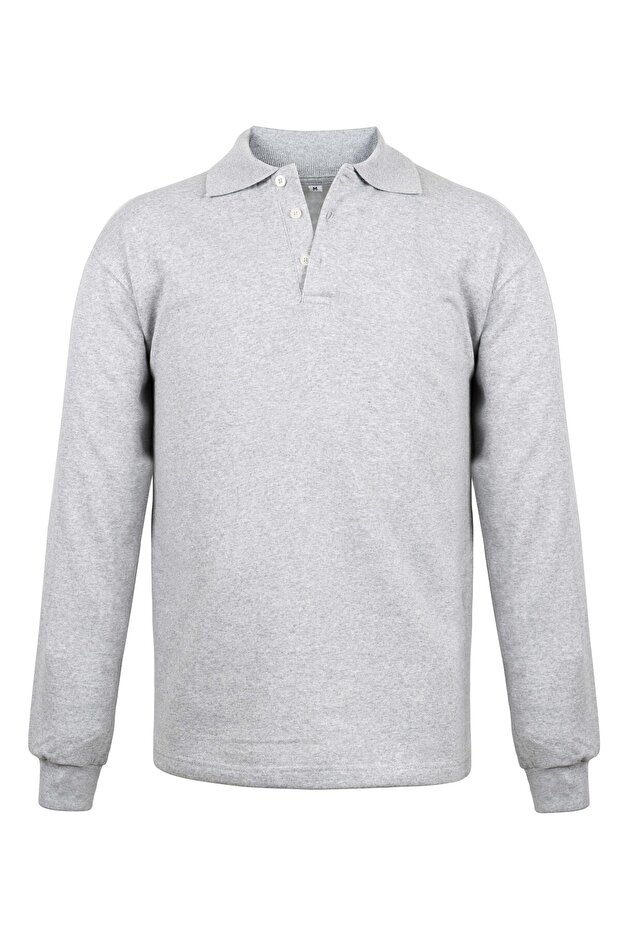 Sweatshirt 2 Thread Polo Collar Gray Long Sleeve