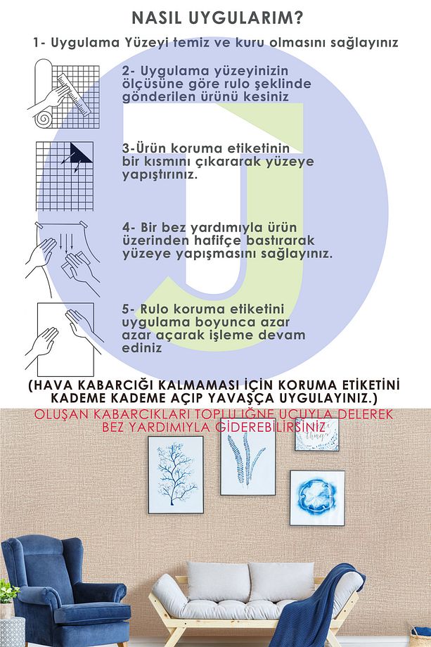 Kendinden Yapışkanlı Keten Görünümlü Mutfak Banyo Tezgah Duvar Dolap Masa Kaplama 60X500cm - 6