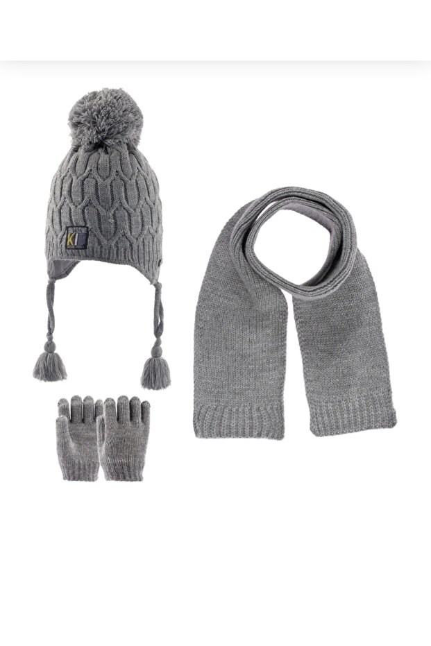 KITTI SCARF BEANIE GLOVES 3-PIECE SET 1-4 YEARS BOY WITH FLEECE INSIDE