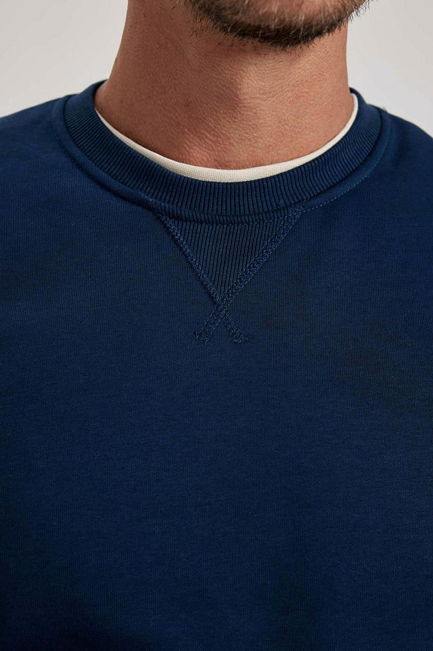 Regular Fit Bisiklet Yaka Kalın Basic Düz Sweatshirt T3777az23au - 4