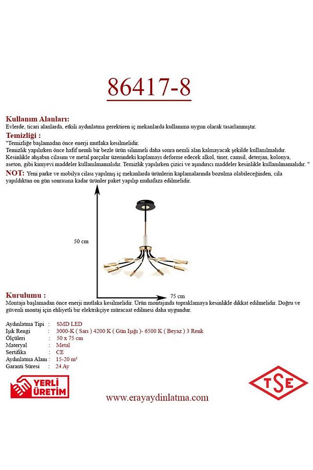 86417-8 Sarı Led Avize - 3