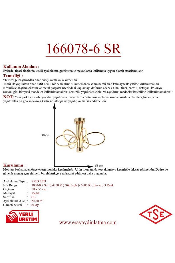166078-6 Sarı Led Avize - 3