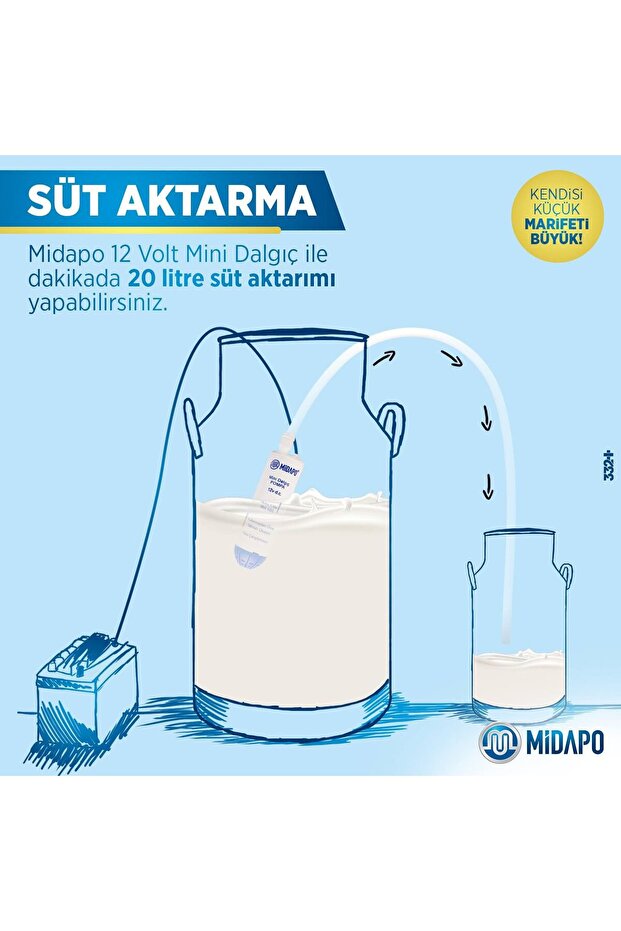 220-12 Volt Adaptörlü D.C Midapo Mini Dalgıc Pompa - 3