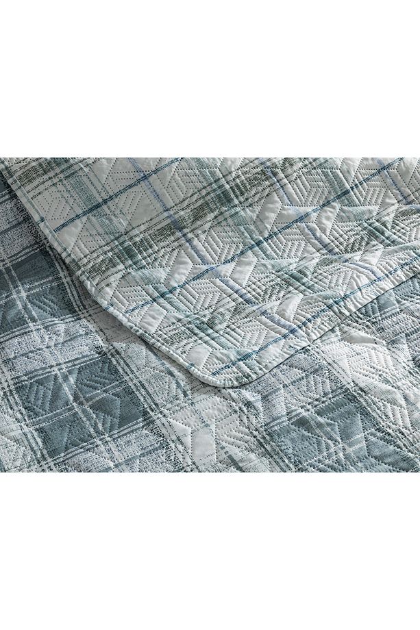 Static Check Çok Amaçlı Tek Kişilik Yatak Örtüsü Takımı 160x220 Cm Gri - 5
