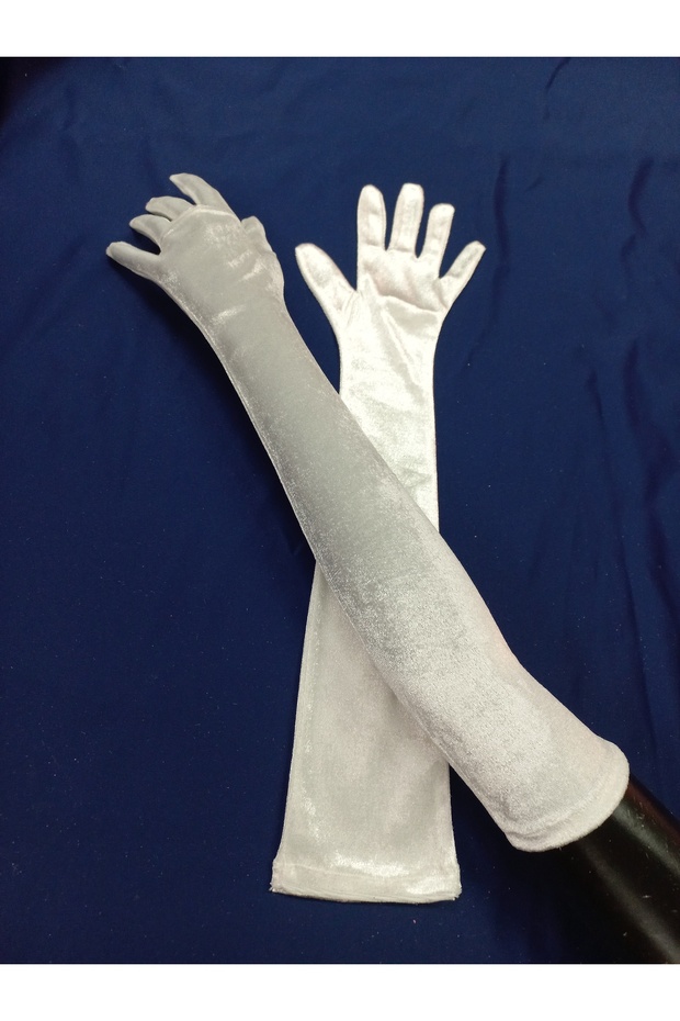 Elisabeth Kadife Opera Eldiven Dirsek Boy Beyaz - 3