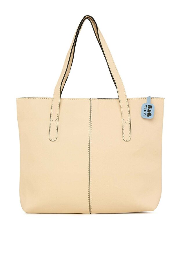 Cream Women's Textured Shoulder Strap Tote Bag M000008126