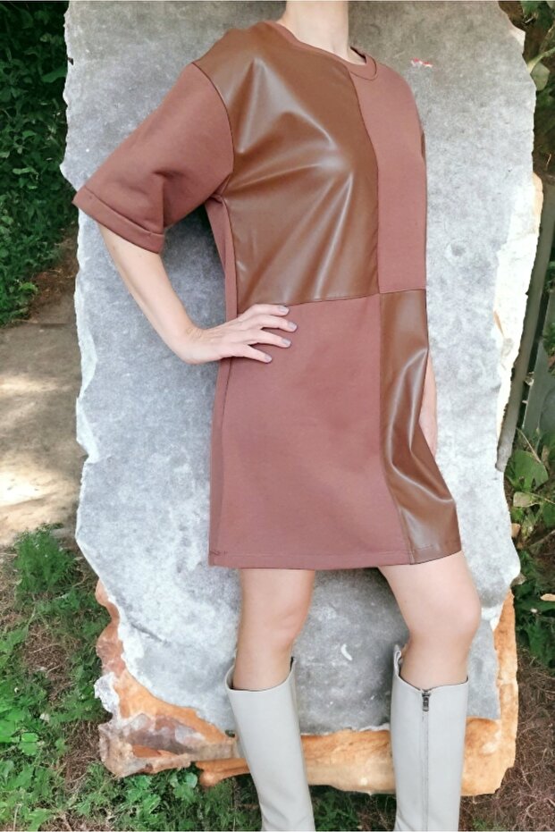 Deri Garnili Elbise - 3