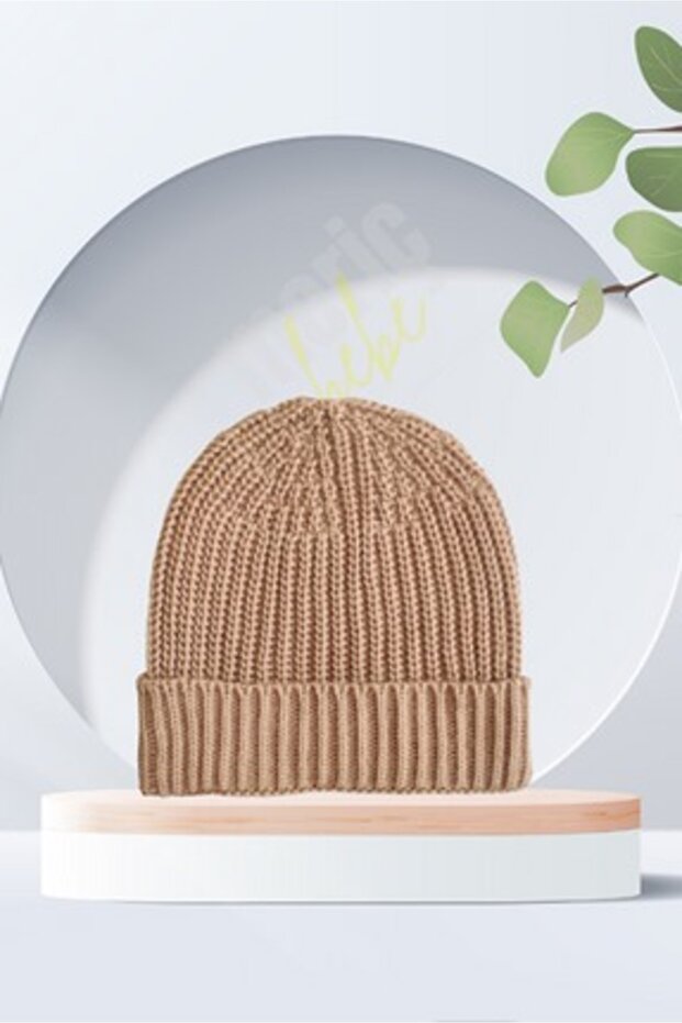 Flexible Thessaloniki Knit Knitwear Basic Standard Unisex Brown Beanie 1-4 Years