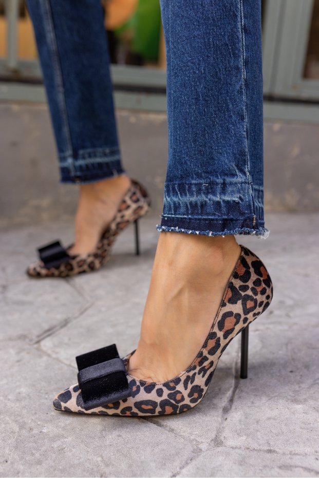 WOMEN'S LEOPARD BLACK FIYONK HEEL SHOES