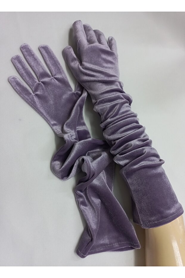 Elisabeth kadife opera eldiven lila - 3