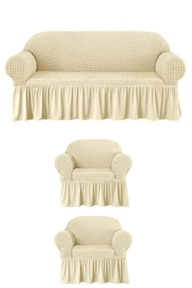 3+1+1 Sofa, Wrapped Fabric Sofa and Sofa Set - 1 Piece of 3, 2 Pieces of Single - 1