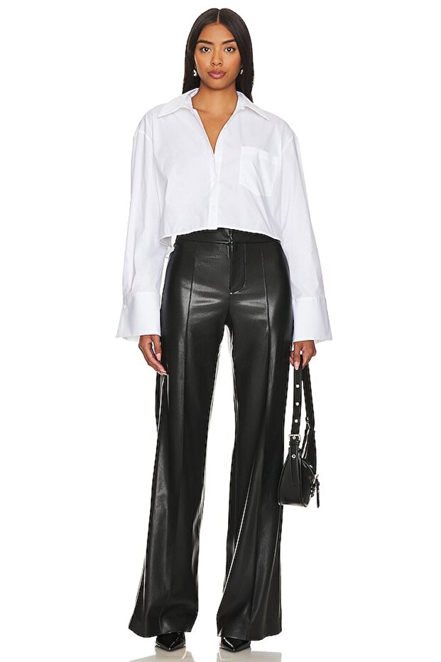 Women's Black Faux Leather Trousers