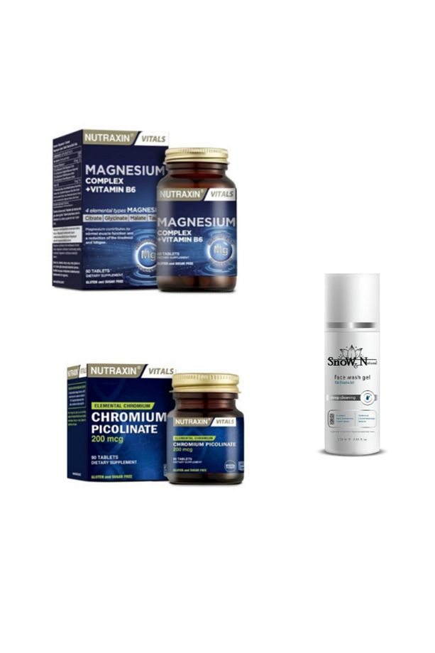 Magnezyum Complex B6 60 Tablet + Chromium Picolinate 90 Tablet + Yüz Temizleme Jeli 100ml Hediyeli - 1
