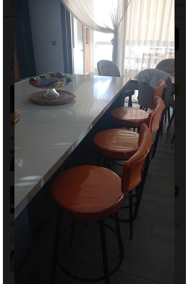 MONTAJ GEREKTİRMEZ HAZIR BAR SANDALYESİ 65 CM YÜKSEKLİK ŞIK TASARIM ADA MUTFAK BAR TABURESİ - 5