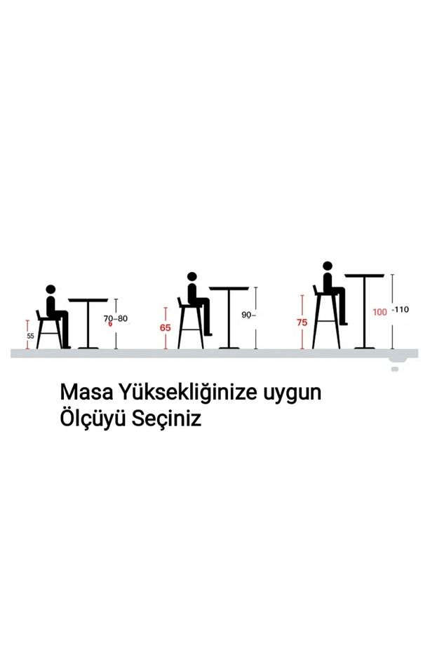 MONTAJ GEREKTİRMEZ HAZIR BAR SANDALYESİ 65 CM YÜKSEKLİK ŞIK TASARIM ADA MUTFAK BAR TABURESİ - 2