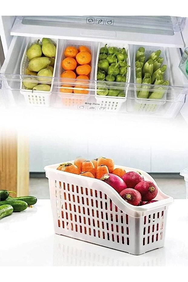 4 Pieces XXL White Fridge Organize Shelf Refrigerator Organizer (17X16.5X24Cm)