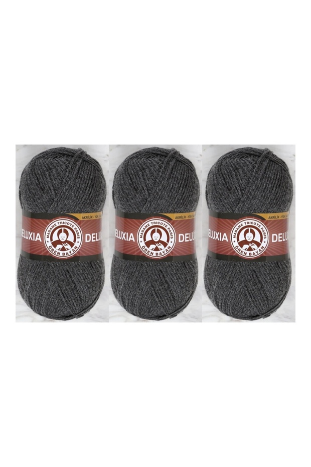 Deluxia Hand Knitting Thread 100 gr 3 Pieces Color 009 Smoke Grey