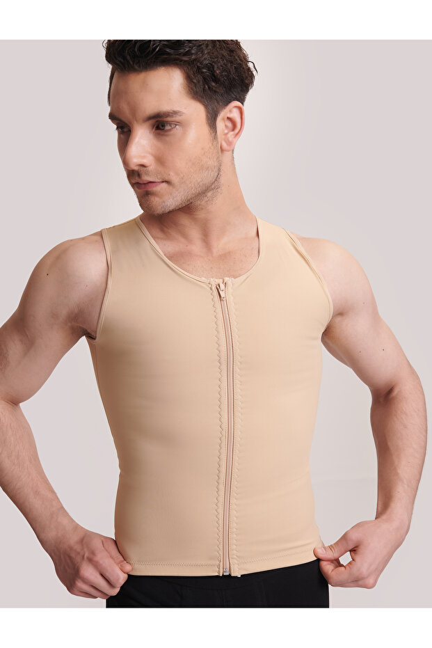 Black Men's Zippered Gynecomastia Corset, Comfortable and Fashionable Design