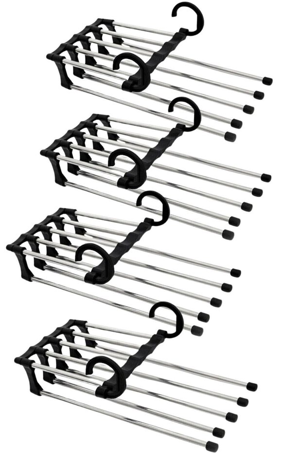 4 Pieces Movable Closet Pants Tie Shawl Organizer Layered Hanger Organizer Color White