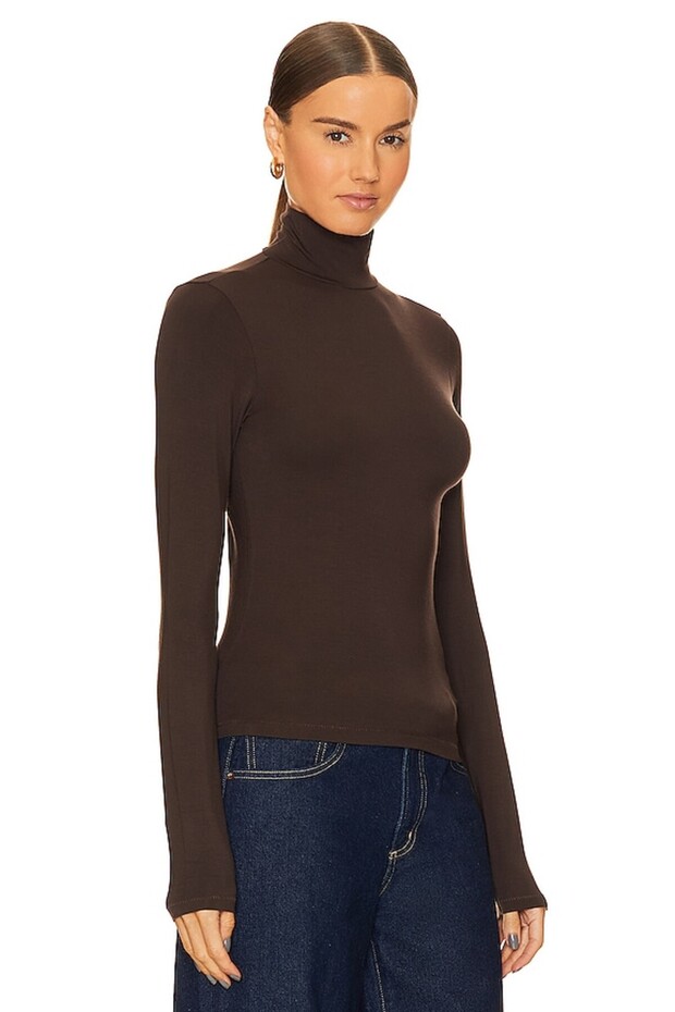 Women's Brown Turtleneck Blouse