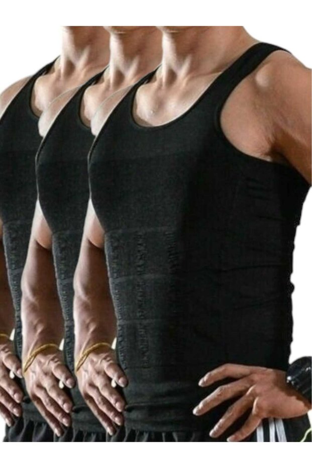 Men's Body Shaper Chest and Belly Shaper Firming Breathable Athlete Corset Set of 3