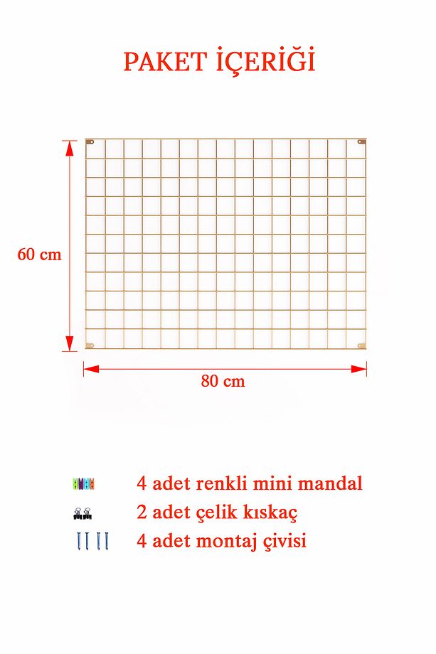 Tel Pano 60x80 Gold ( 4 Adet Mini Mandal ,2 Adet Çelik Kıskaç Hediyemizdir) - 2