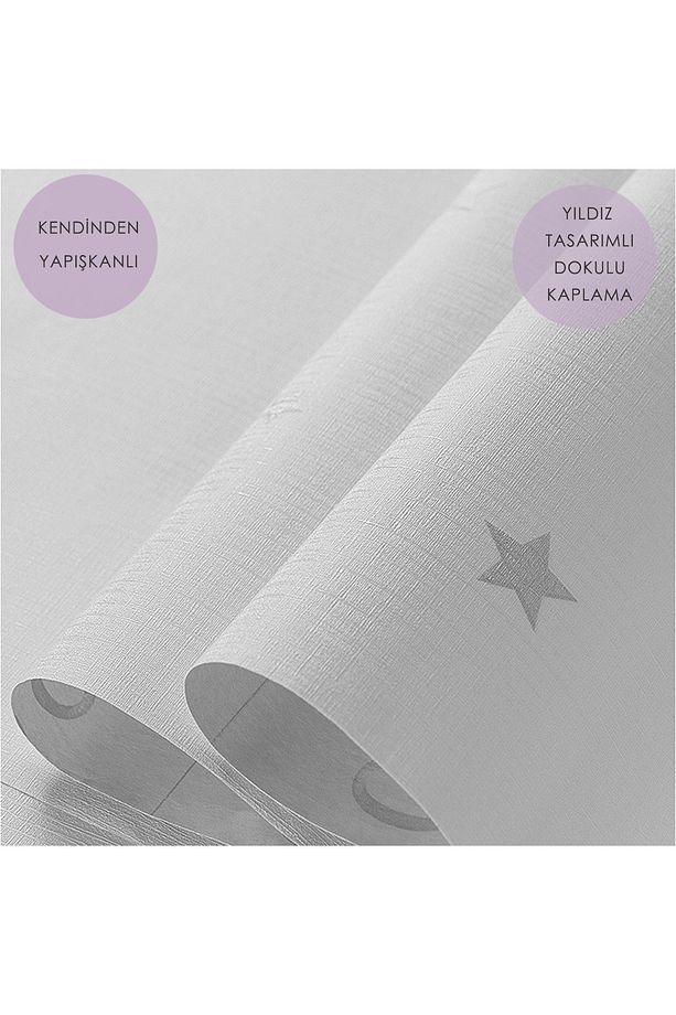 Kendinden Yapışkanlı Yıldız Görünümlü Duvar Kağıdı Çocuk Odası Kaplama Dolap - 1