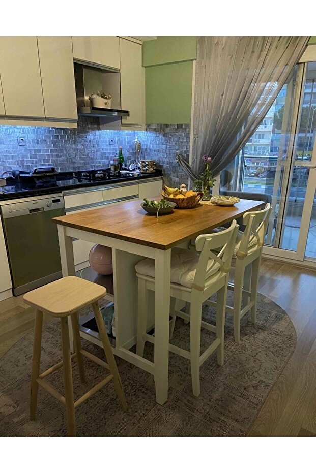 Ahşap Tabure Ham Kare 70 cm - 2