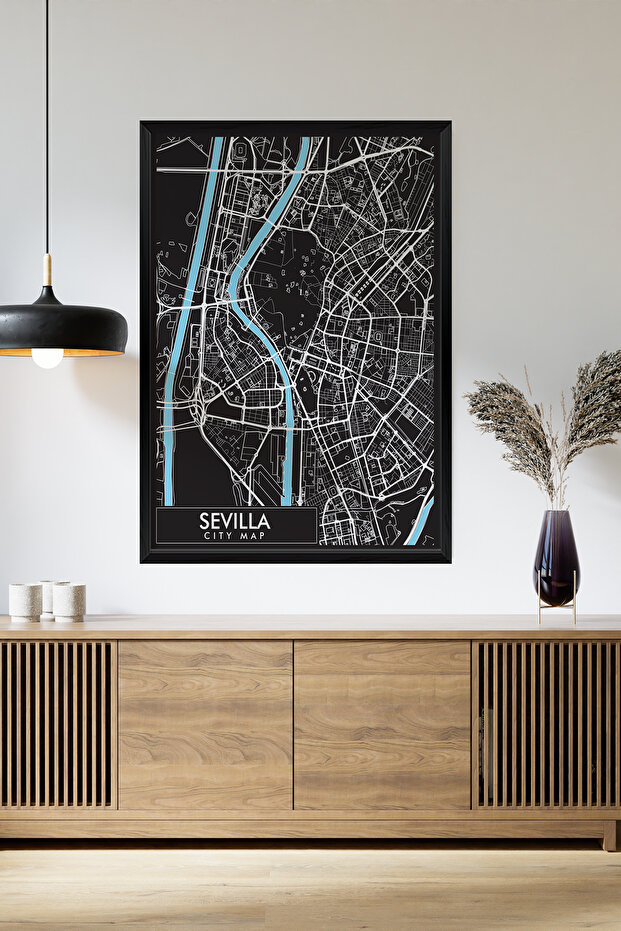 طاولة خشب MDF ذات إطار أسود من قطعة واحدة بمظهر "Sevilla Black".