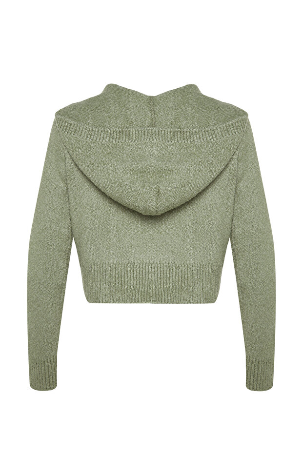 Mint Crop Kapüşonlu Dokulu Fermuarlı Triko Hırka TWOAW24HI00370 - 7