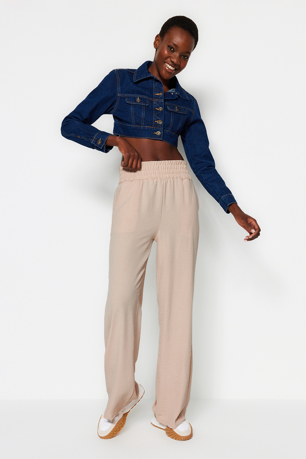 Vizon Wide Leg/Geniş Paça Beli Lastikli Dokuma Pantolon TWOSS22PL00024 - 1