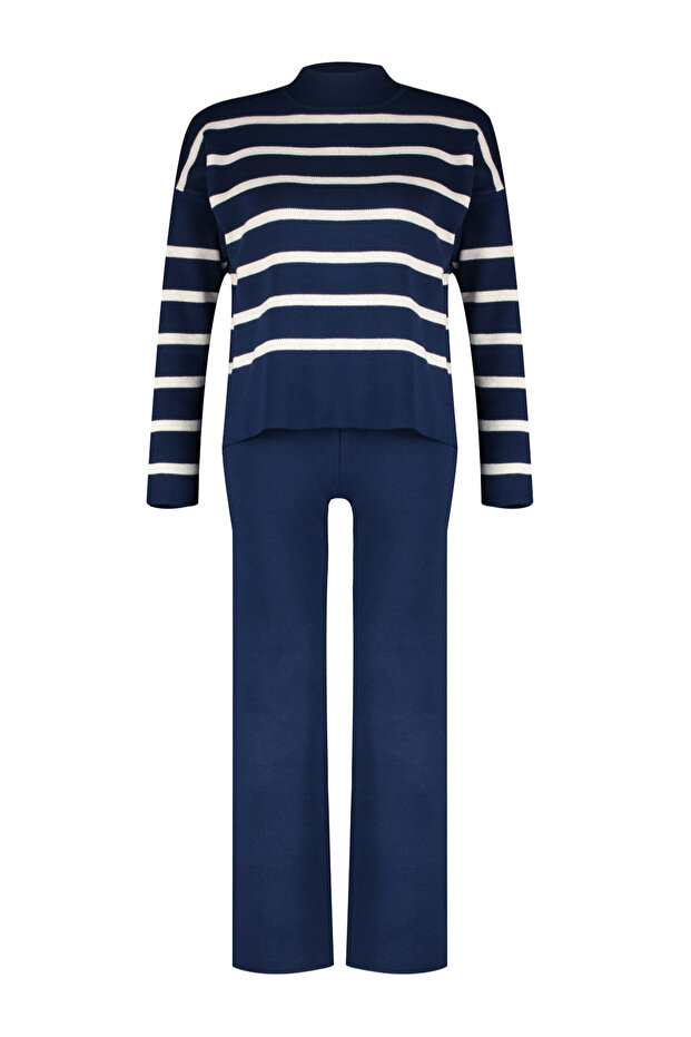 Sada proužkovaného úpletu v námořnické modré - spodní a horní TWOAW24AU00045 - 6