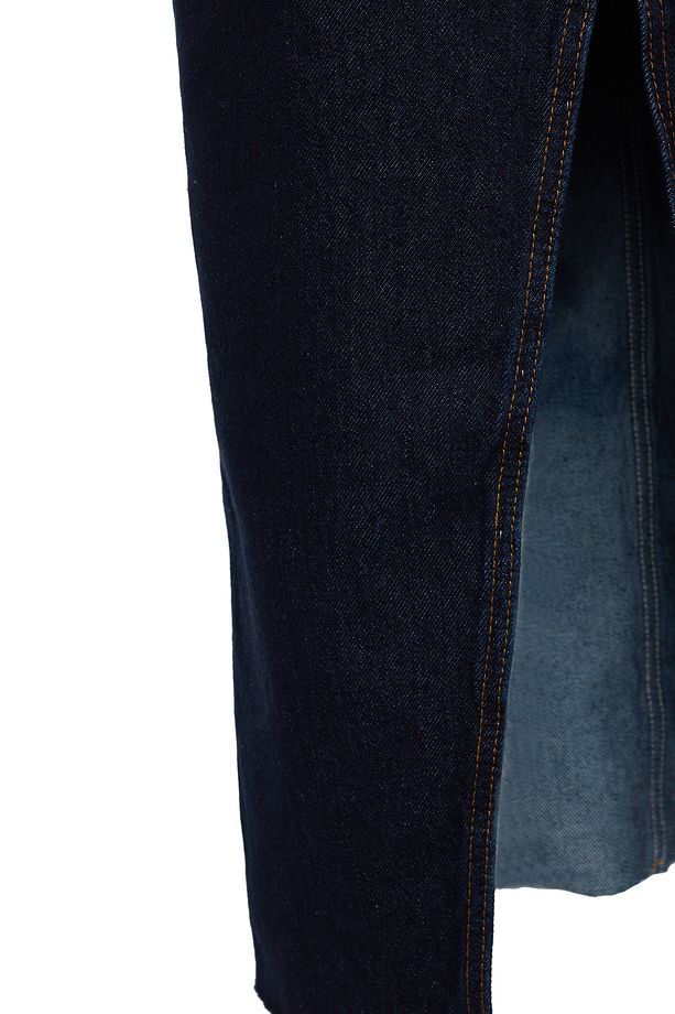 Koyu Mavi More Sustainable Yırtmaçlı Maxi Denim Etek TWOSS23ET00290 - 6