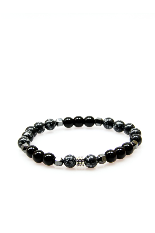 Jasper Onyx Hematite Men's Natural Stone Bracelet Stone of Strength and Courage
