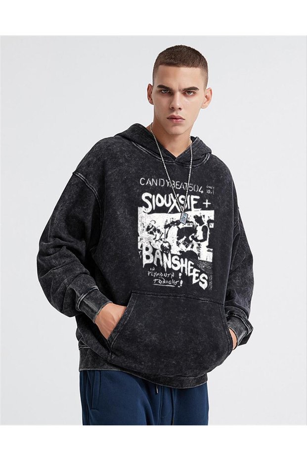 Siouxsie Banshees Printed Washed Vintage Unisex Oversize Hooded Sweatshirt