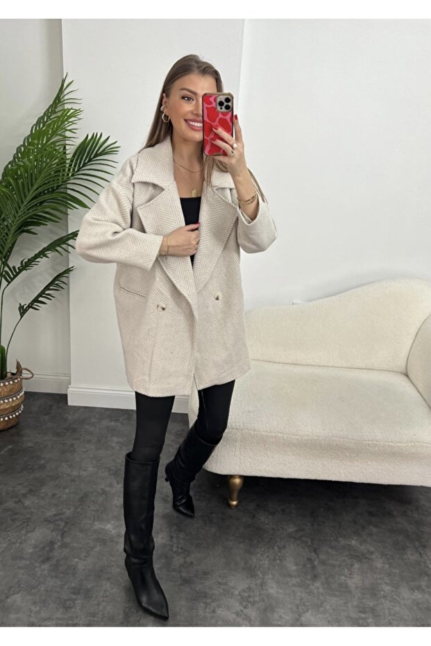 PŁASZCZ Z WZOREM W JODEŁKĘ - 2