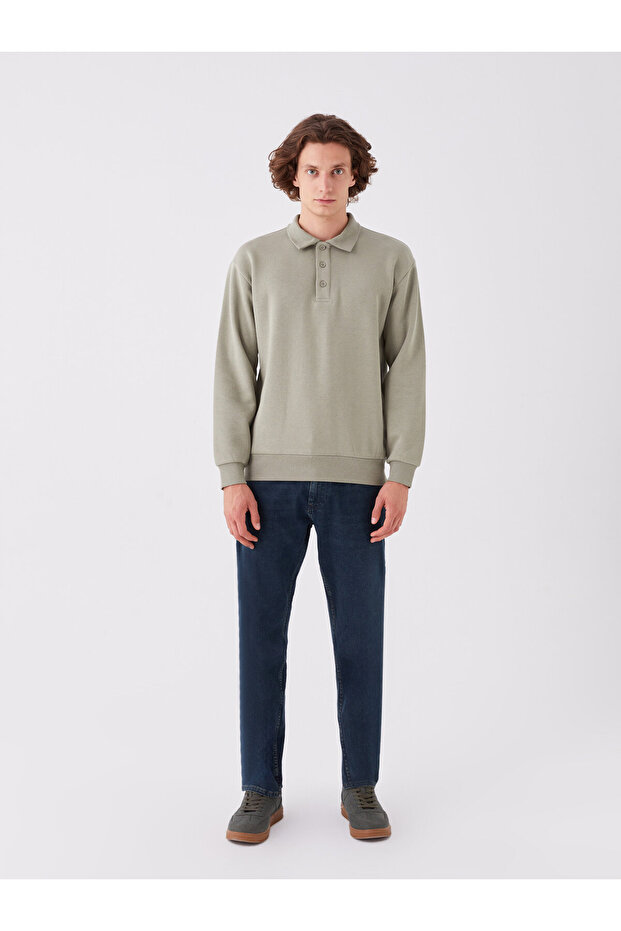 Férfi pulóver - póló nyakú, hosszú ujjú - 3