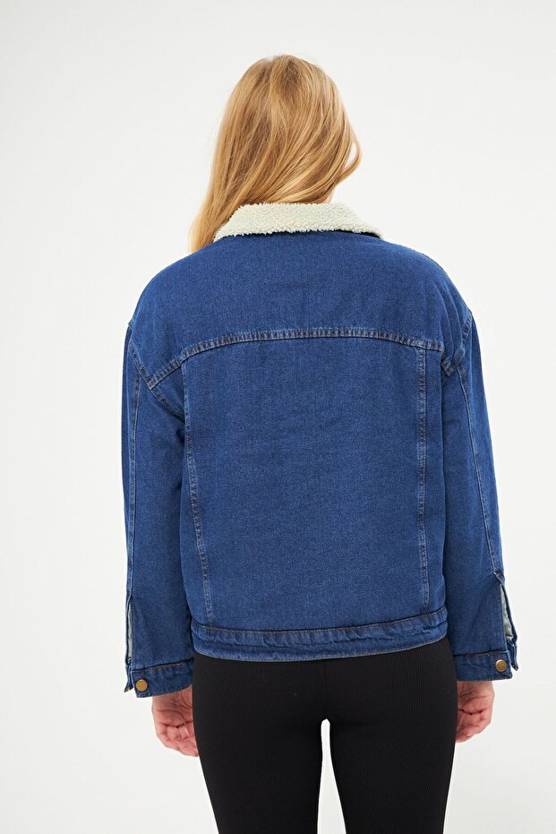 سترة الدنيم مبطنة بالفراء - 8