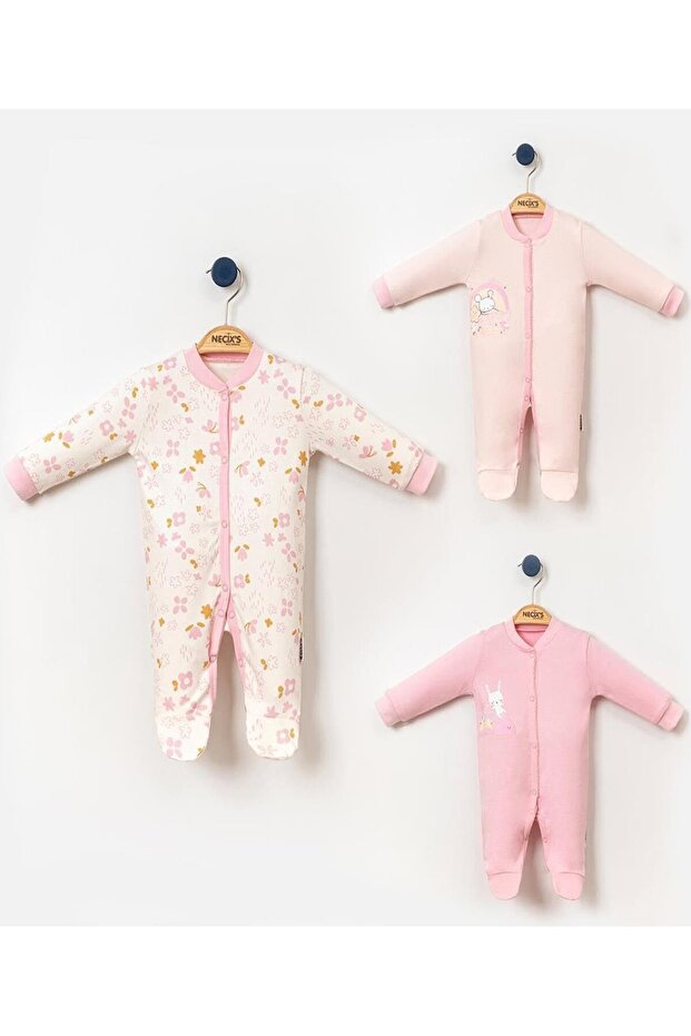 candy pink front buttoned life is one size 3 piece girl baby jumpsuit
