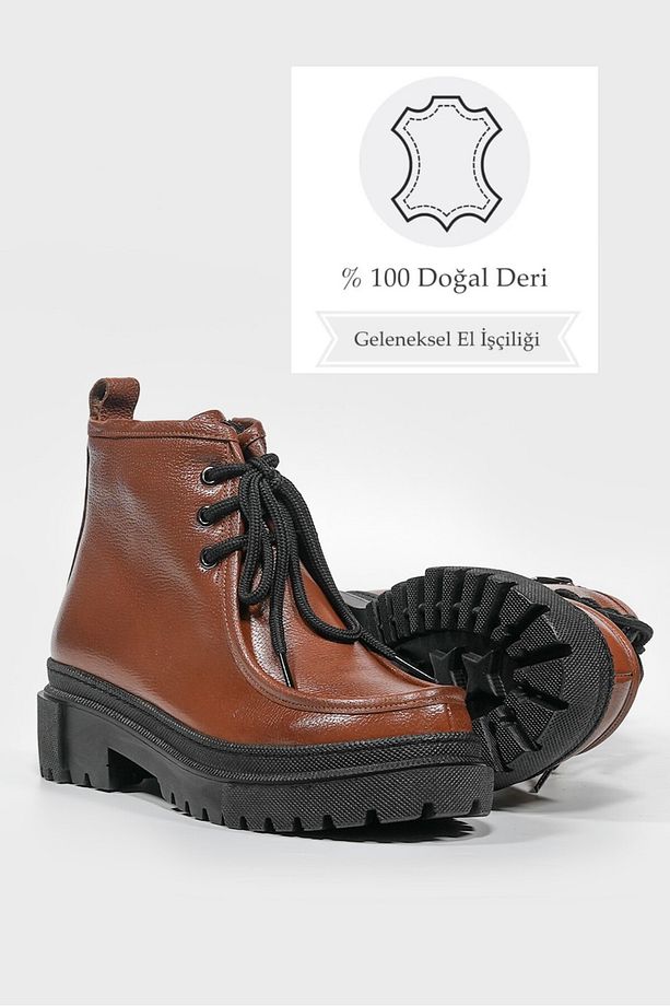 KADIN TABA HAKİKİ DERİ 35-41 NUMARA BAĞCIKLI BOT & BOOTİE - 3
