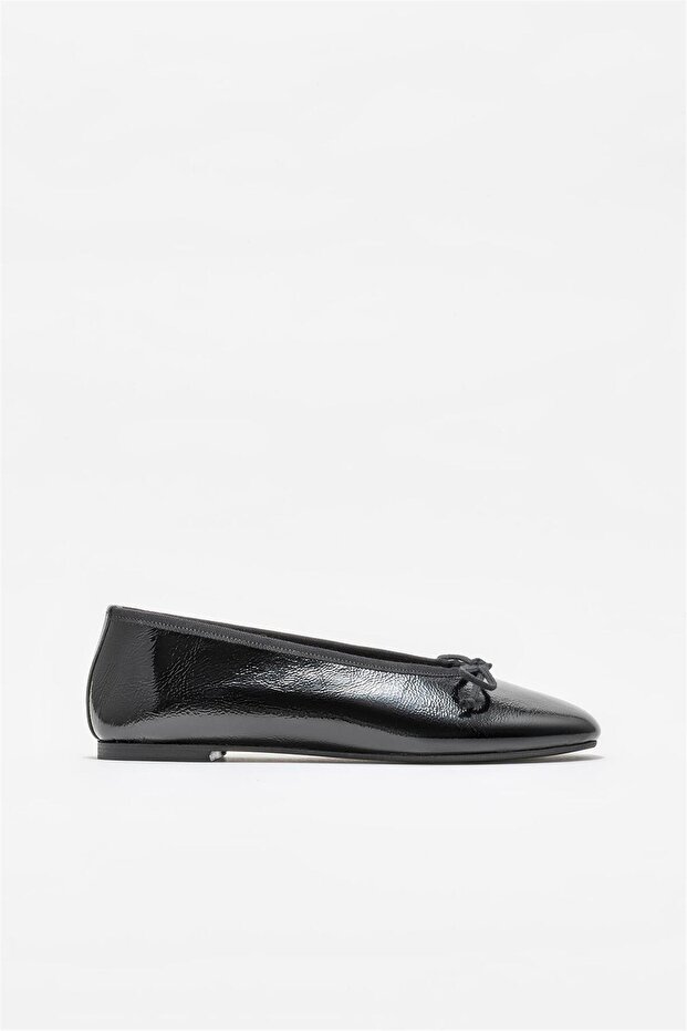 Black Leather Women's Ballerinas