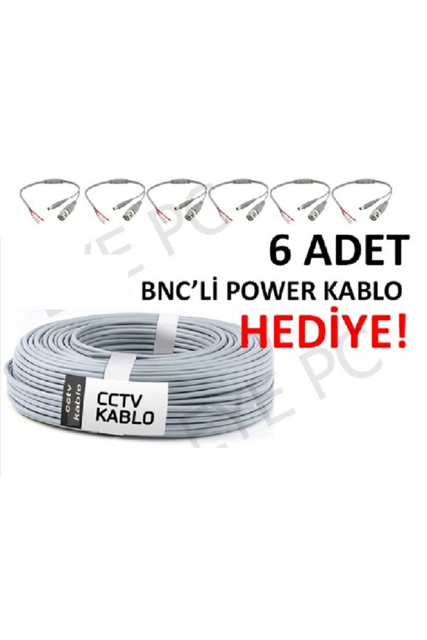 100 Mt Cctv Ahd Analog Sistem Için Kamera Kablosu 6 Adet Bnc Power Kablo - 1