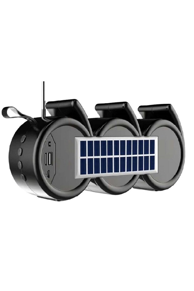 666SRGB Solar Güneş Enerji FM Radyo Rgb Ledli Bluetooth Hoparlör - 2
