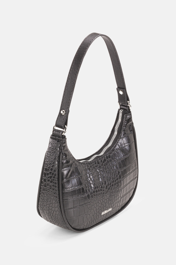 Women's Black Crocodile Oval Shoulder Bag 240
