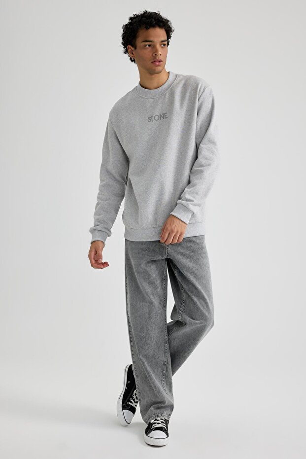 Regular Fit Bisiklet Yaka Sweatshirt - 2