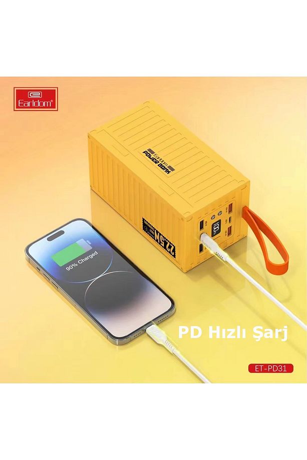 60.000 mAh PD 22.5W Hızlı Şarj 6 Port Çıkışlı Kamp Powerbank Dijital Göstergeli El Askılı Şarj Aleti - 5