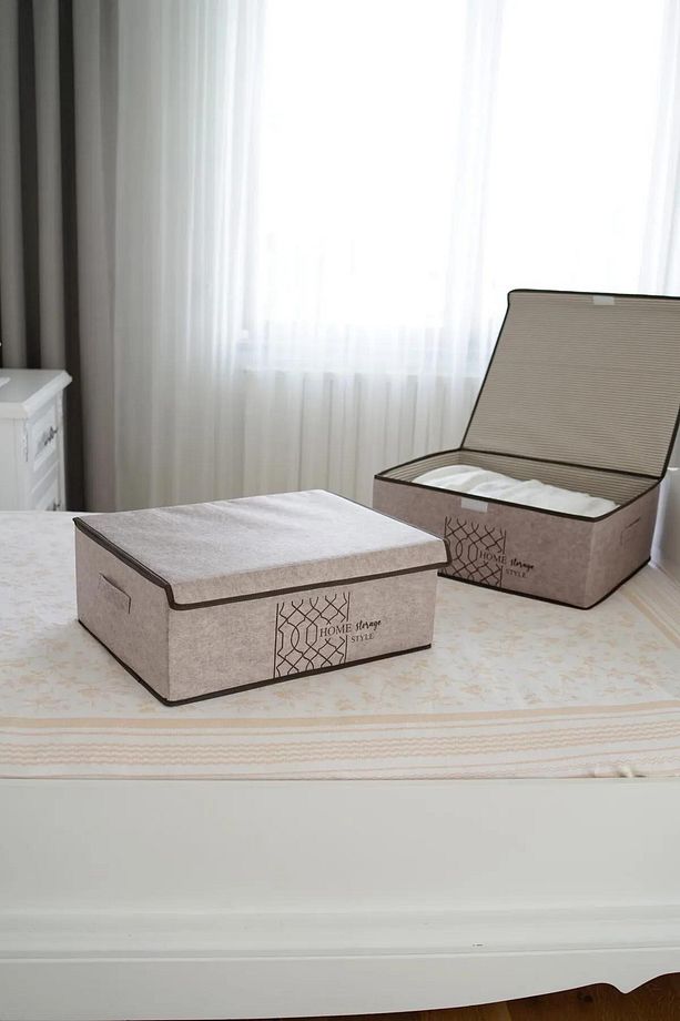 Keçe Kapaklı Baza Hurcu, Çok Amaçlı Düzenleyici Organizer Kapaklı Kutu 50x40x19 Cm - 6
