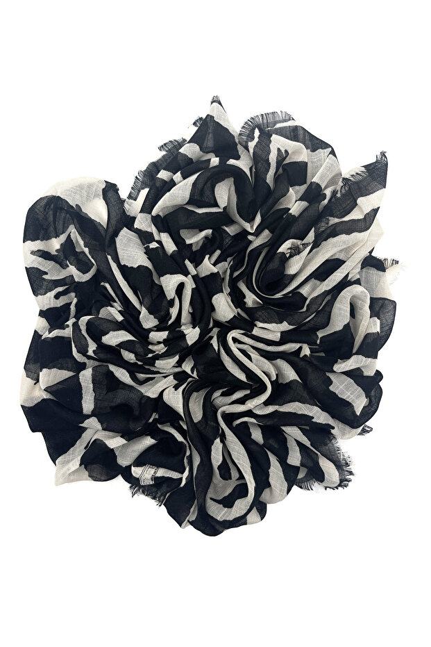 7'li Set Zebra Desen Flamlı Pamuklu Yazma Eşarp 100x100cm - 2